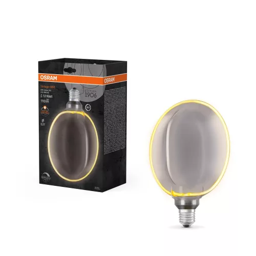 OSRAM Vintage 1906 LED Globe izzó füst üveg, E27 foglalat, 4W, 1800K, 110lm, 183mm átmérő