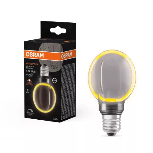 OSRAM Vintage 1906 LED Globe izzó füst üveg búra, E27 foglalat, 4W, 1800K, 110lm, 80mm átmérő