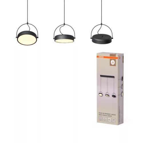 OSRAM Dekor LED 3 × függesztett lámpa, beltéri, fekete, 1250 lm, 36 W, 3000 K, acél, IP20, hossz: 1500 mm ( 4058075846562 )