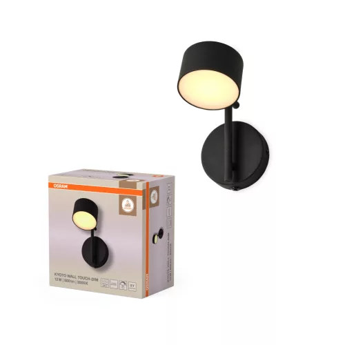 OSRAM Dekor Kyoto LED oldalfali lámpa, beltéri, fekete, 350 lm, 12 W, 3000 K, alumínium, IP20, hossz: 195 mm, érintéses dimmelhető ( 4058075846623 )