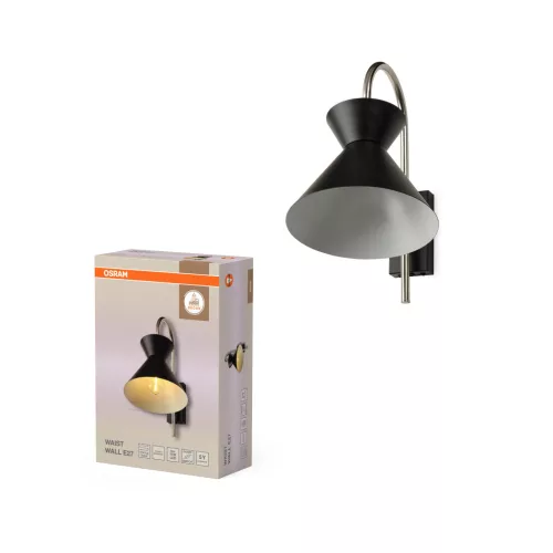 OSRAM Dekor Homokóra oldalfali lámpa, beltéri, fekete, E27, acél, IP20, hossz: 340 mm ( 4058075846784 )