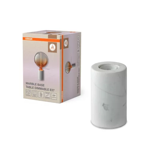 OSRAM Dekor márványtalpas asztali lámpa, beltéri, fehér, E27, márvány, IP20, átmérő: 80 mm, magasság: 130 mm, dimmelhető ( 4058075846906 )
