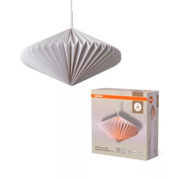   OSRAM Dekor papírlampion gyémánt függő lámpa, beltéri, fehér, E27, papír és acél, IP20, átmérő: 450 mm, hossz: 1400 mm ( 4058075847149 )