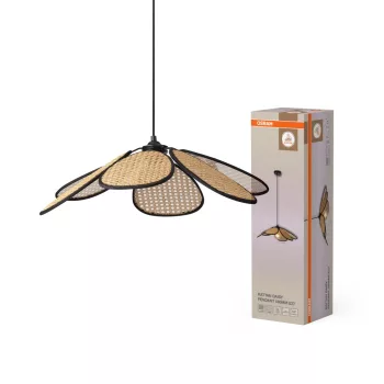   OSRAM Dekor rattan százszorszép függő lámpa, beltéri, bézs, E27, rattan és acél, IP20, átmérő: 580 mm, hossz: 1230 mm ( 4058075847187 )