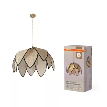   OSRAM Dekor rattan lótusz függő lámpa, beltéri, bézs, E27, rattan és acél, IP20, átmérő: 670 mm, hossz: 1465 mm ( 4058075847224 )