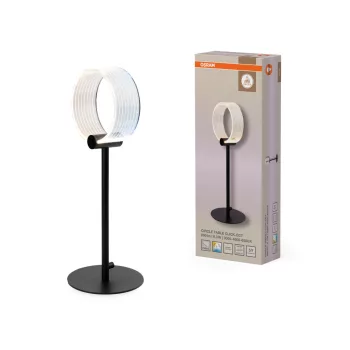   OSRAM Dekor kör LED asztali lámpa, beltéri, fekete, 480 lm, 8,3 W, 3000 K / 4000 K / 6500 K, PMMA, IP20, átmérő: 160 mm, magasság: 440 mm, kattintásos színhőmérséklet-szabályozással ( 4058075847347 )