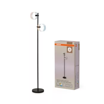   OSRAM Dekor kör LED álló lámpa, beltéri, fekete, 930 lm, 17 W, 3000 K / 4000 K / 6500 K, PMMA, IP20, magasság: 1525 mm, kattintásos színhőmérséklet-szabályozással ( 4058075847361 )