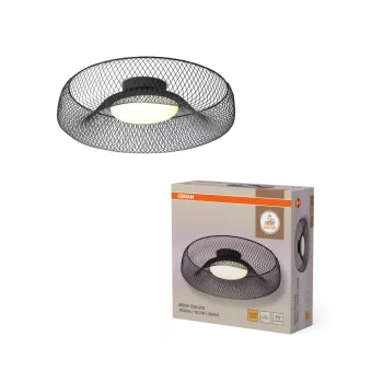   OSRAM Dekor Drótháló LED mennyezeti lámpa 3000 K, beltéri, fekete, 1130 lm, 18,5 W, 3000 K, acél, IP20, átmérő: 300 mm ( 4058075847385 )