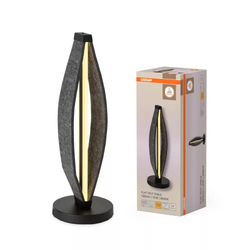 OSRAM Dekor Lapos filc LED asztali lámpa, beltéri, sötétszürke, 350 lm, 13 W, 3000 K, filc és alumínium, IP20, átmérő: 180 mm, magasság: 525 mm ( 4058075847521 )