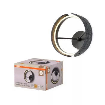   OSRAM Dekor Ívelt filc LED oldalfali lámpa, beltéri, sötétszürke, 530 lm, 20 W, 3000 K, filc és alumínium, IP20, hossz: 275 mm ( 4058075847569 )