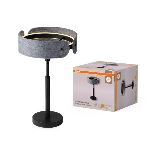 OSRAM Dekor Ívelt filc LED asztali lámpa, beltéri, sötétszürke, 550 lm, 19 W, 3000 K, filc és alumínium, IP20, átmérő: 270 mm, magasság: 430 mm ( 4058075847620 )
