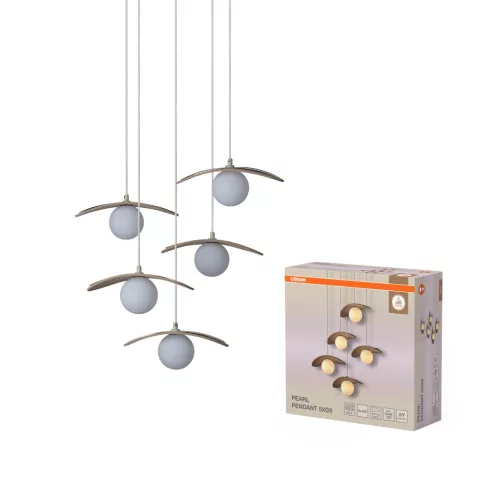 OSRAM Dekor gyöngy függő lámpa, beltéri, bézs, 5 × G9, filc és acél, IP20, hossz: 1500 mm ( 4058075847729 )