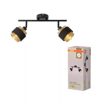   OSRAM Dekor Hornet mennyezeti spot lámpa 2 fejes, beltéri, arany, fekete, E14, acél és polyester cotton, IP20, hossz: 360 mm ( 4058075847767 )