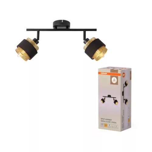 OSRAM Dekor Hornet mennyezeti spot lámpa 2 fejes, beltéri, arany, fekete, E14, acél és polyester cotton, IP20, hossz: 360 mm ( 4058075847767 )