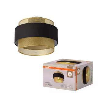   OSRAM Dekor Hornet mennyezeti lámpa, beltéri, arany, fekete, E27, acél és polyester cotton, IP20, átmérő: 300 mm ( 4058075847842 )