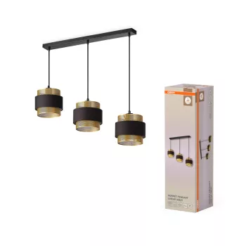   OSRAM Dekor Hornet függő lámpa, beltéri, arany, fekete, 3 × E27, acél és polyester cotton, IP20, hossz: 1500 mm ( 4058075847880 )