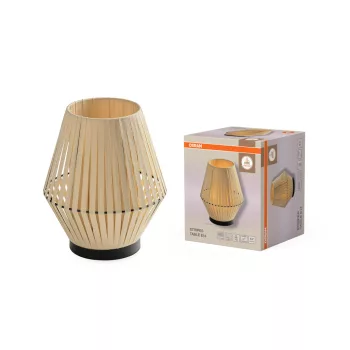   OSRAM Dekor csíkos asztali lámpa, beltéri, bézs, E14, acél és polyester, IP20, átmérő: 205 mm, magasság: 245 mm ( 4058075848009 )