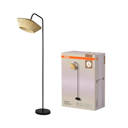 OSRAM Dekor csíkos álló lámpa, beltéri, bézs, E27, acél és polyester, IP20, magasság: 1640 mm ( 4058075848023 )