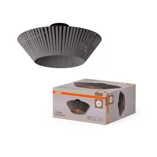 OSRAM Dekor csíkos mennyezeti lámpa, beltéri, sötétszürke, E27, acél és polyester, IP20, átmérő: 405 mm ( 4058075848085 )