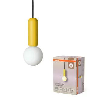   OSRAM Dekor beton mikrofon függő lámpa, beltéri, sárga, G9, beton, IP20, átmérő: 100 mm, hossz: 1200 mm ( 4058075848306 )