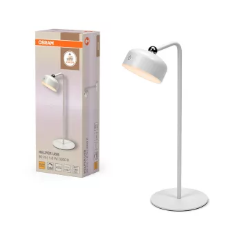   OSRAM Decor Helper Gadget LED hordozható olvasó asztali lámpa, USB tölthető, beltéri, fehér, 140 lm, 1,8 W, 3000 K, műanyag, IP20, magasság: 363 mm, dimmelhető ( 4058075849266 )