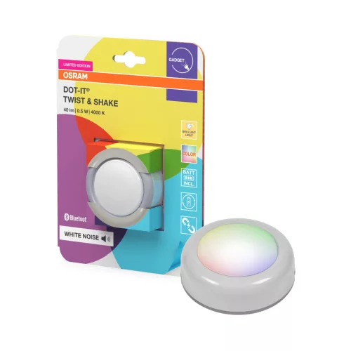 OSRAM SMART+ Bluetooth DOT-IT Twist & Shake érintéses LED hangulatlámpa, USB-ről tölthető, RGBW, beltéri, fehér, 40 lm, 0,5 W, 4000 K, (PC), IP20, hossz: 23 mm, magasság: 67 mm, dimmelhető ( 4058075849280 )