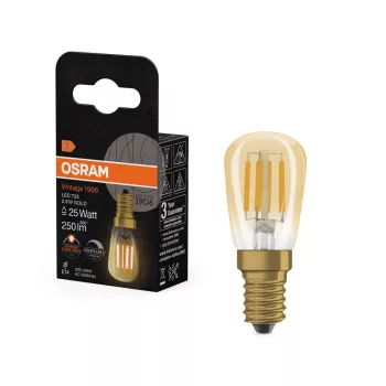 OSRAM Vintage 1906 dimmelhető LED cső izzó, cső forma, arany üveg, E14 foglalat, 2,8W, 2200K, 63mm