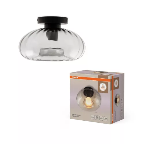 OSRAM Dekor Füstüveg mennyezeti lámpa, beltéri, fekete, E27, acél és üveg, IP20, átmérő: 280 mm ( 4058075850026 )