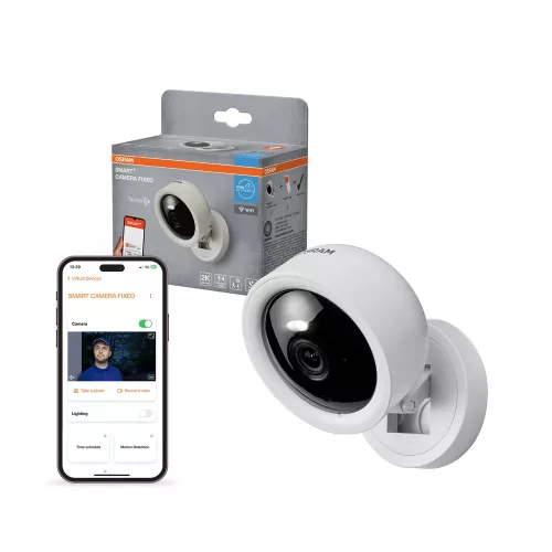 OSRAM SMART+ WiFi fix beltéri kamera fehér, 4MP 2K QHD, IP20, éjjellátó, kétirányú audio