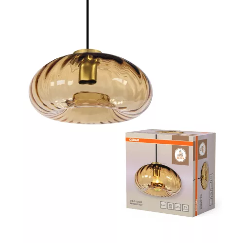 OSRAM Dekor üveg függő lámpa, beltéri, arany, E27, acél és üveg, IP20, átmérő: 280 mm, hossz: 1185 mm ( 4058075850644 )