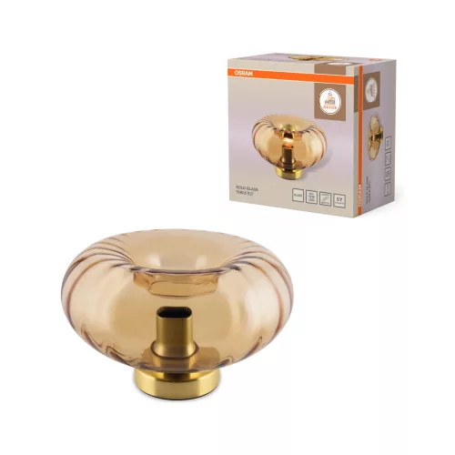 OSRAM Dekor üveg asztali lámpa, beltéri, arany, E27, acél és üveg, IP20, átmérő: 280 mm ( 4058075850682 )
