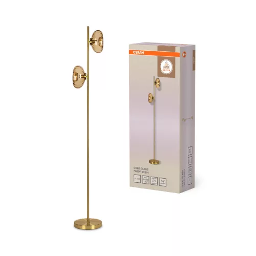 OSRAM Dekor üveg álló lámpa, beltéri, arany, 2 × E14, acél és üveg, IP20, magasság: 1700 mm ( 4058075850705 )