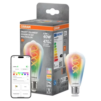 OSRAM SMART+ Matter dimmelhető LED izzó, Edison forma, E27 foglalat, 4,8W, RGB állítható, 470lm