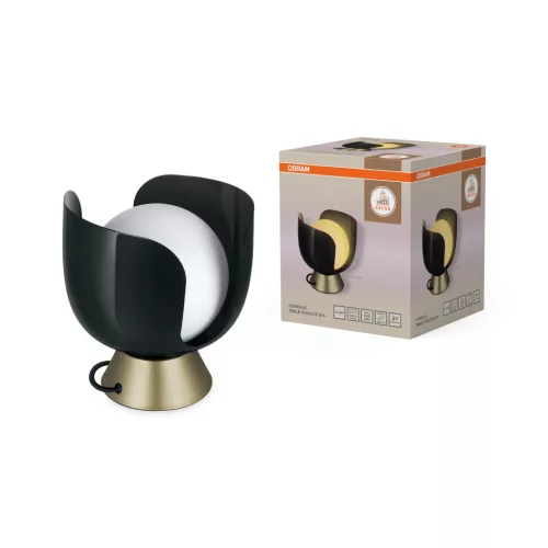 OSRAM Dekor Szirom asztali lámpa, beltéri, fekete, E14, acél, IP20, átmérő: 200 mm, magasság: 210 mm ( 4058075851801 )