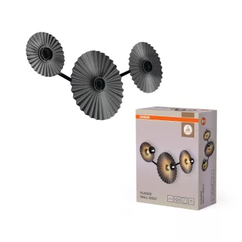   OSRAM Decor Plisse redőzött oldalfali lámpa, beltéri, sötétszürke, 3 × E27, acél, IP20, hossz: 720 mm ( 4058075852037 )