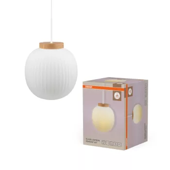   OSRAM Dekor üveglampion függő lámpa, beltéri, fa dekor, fehér, E27, acél és gumifa, IP20, átmérő: 310 mm, hossz: 1500 mm ( 4058075852136 )