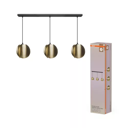 OSRAM Dekor Hajtogatott gömb függő lámpa, beltéri, arany, 3 × E27, acél, IP20, hossz: 1500 mm ( 4058075852297 )