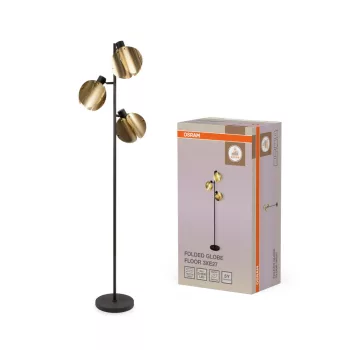   OSRAM Dekor Hajtogatott gömb álló lámpa, beltéri, arany, 3 × E27, acél, IP20, átmérő: 360 mm, magasság: 1665 mm ( 4058075852310 )
