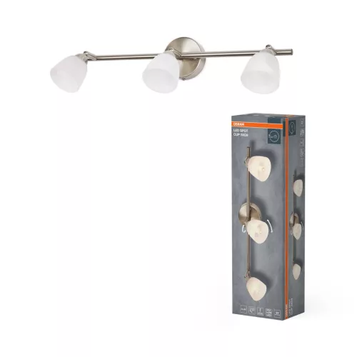 OSRAM Cup mennyezeti / fali állítható spot lámpa 3 fejes, beltéri, csiszolt nikkel, 3 × G9, acél, IP20, hossz: 485 mm ( 4058075852440 )