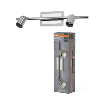   OSRAM henger Duo mennyezeti / fali állítható spot lámpa 2 fejes, beltéri, króm, csiszolt nikkel, 2 × GU10, acél, IP20, hossz: 364 mm ( 4058075852686 )