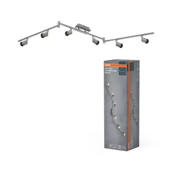  OSRAM henger Duo mennyezeti / fali állítható spot lámpa 6 fejes, beltéri, króm, csiszolt nikkel, 6 × GU10, acél, IP20, hossz: 1189 mm ( 4058075852747 )