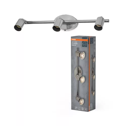 OSRAM henger mennyezeti / fali állítható spot lámpa 3 fejes, beltéri, csiszolt nikkel, 3 × GU10, acél, IP20, hossz: 384 mm ( 4058075852808 )