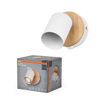   OSRAM Decor fa vonalas fali állítható spot lámpa 1 fejes, beltéri, fa dekor, fehér, GU10, acél és gumifa, IP20, hossz: 95 mm ( 4058075852846 )