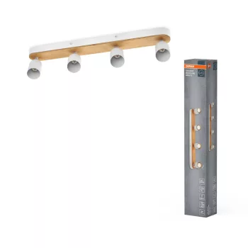   OSRAM Decor fa vonalas mennyezeti / fali állítható spot lámpa 4 fejes, beltéri, fa dekor, fehér, 4 × GU10, acél és gumifa, IP20, hossz: 628 mm ( 4058075852907 )