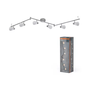   OSRAM Vase mennyezeti / fali állítható spot lámpa 6 fejes, beltéri, króm, csiszolt nikkel, 6 × G9, acél, IP20, hossz: 1504 mm ( 4058075853089 )