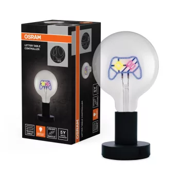   OSRAM Vintage 1906 Controller feliratos asztali lámpa, beltéri, fekete, E27, acél, IP20, átmérő: 125 mm, magasság: 231 mm ( 4058075853102 )