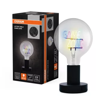   OSRAM Vintage 1906 Game Zone feliratos asztali lámpa, beltéri, fekete, E27, acél, IP20, átmérő: 125 mm, magasság: 231 mm ( 4058075853126 )
