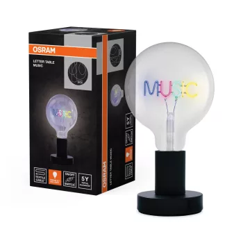   OSRAM Vintage 1906 Music feliratos asztali lámpa, beltéri, fekete, E27, acél, IP20, átmérő: 125 mm, magasság: 231 mm ( 4058075853164 )