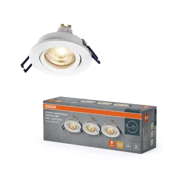   OSRAM beépíthető állítható spot lámpa, beltéri, fehér, GU10, alumínium, IP20, átmérő: 85 mm, 3 db-os szett ( 4058075853355 )