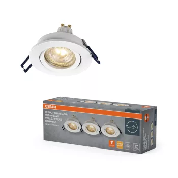   OSRAM beépíthető állítható spot lámpa, beltéri, homokfehér, GU10, alumínium, IP20, átmérő: 85 mm, 3 db-os szett, kattintásos dimmelhető ( 4058075853430 )